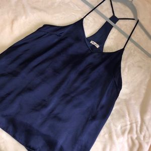 Blue satin tank top